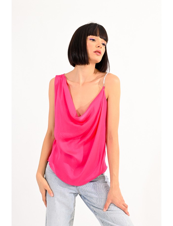Asymmetrical satined top
