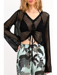 Cropped openwork sweater