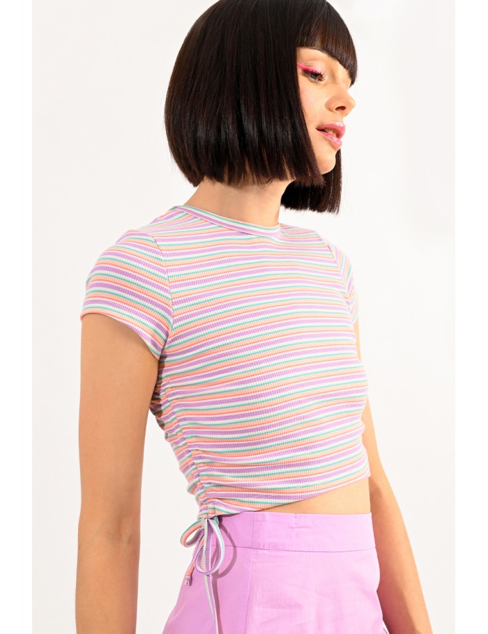 Cropped striped tee