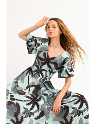 Midi dress in palm tree print