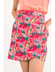 Printed wrap-around mini skirt