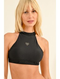 Top de bikini, escote halter, detalle corazón 