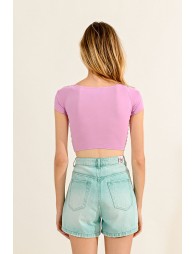 Cropped Shirred top