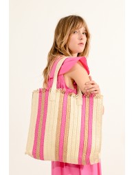 Pink striped tote bag