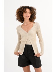 V-neck cardigan with lurex touch