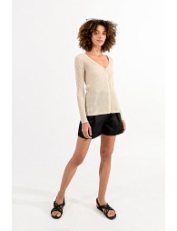 V-neck cardigan with lurex touch