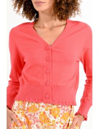 Cropped cardigan with scalloped edges
