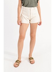 Cotton denim shorts with embroidered pockets