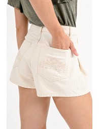 Cotton denim shorts with embroidered pockets