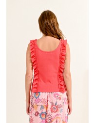 Soft jersey tank top with ruffle