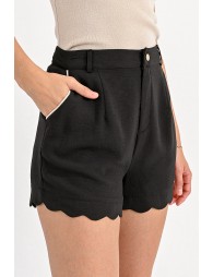 High waist shorts with scalloped hem