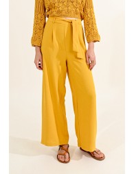 Wide-leg pants with tie