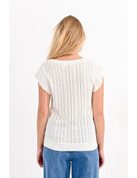 Stitch knit jumper with ruffled armhole