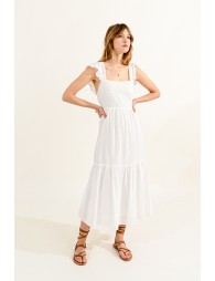 Cotton dress with square-neck
