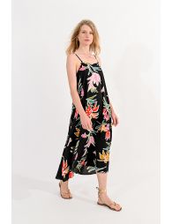 Flare printed dress with back knot