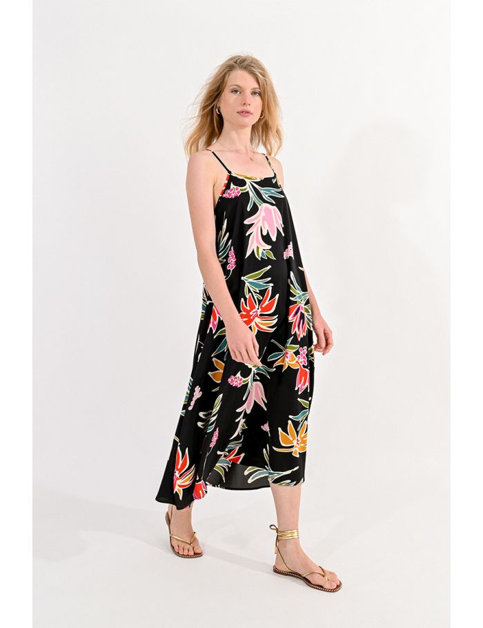 Flare printed dress with back knot