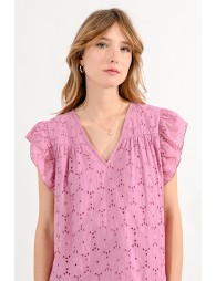 Pink english cotton lace top