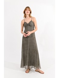 Printed strapless maxi dress