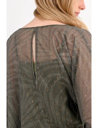 Loose top in palm khaki veil