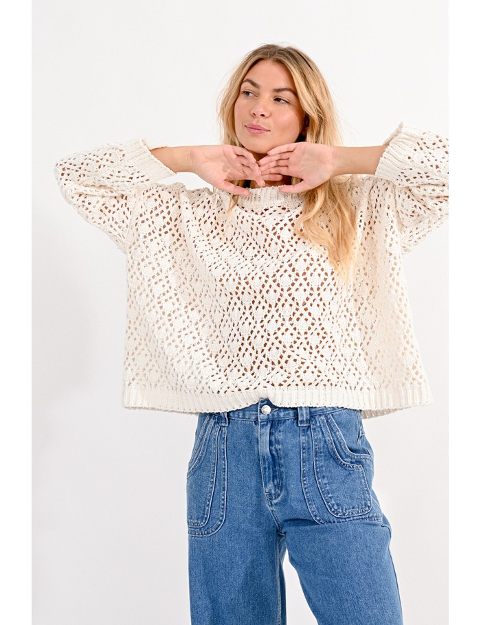 Pull col rond en maille chenille