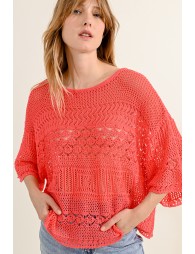 Pull large en maille pointelle