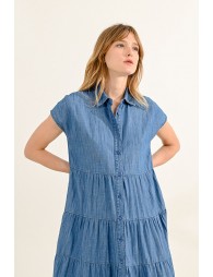 Blue denim shirt-dress