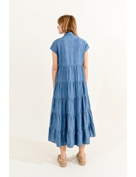 Blue denim shirt-dress
