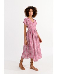Wrap dress with indie pattern
