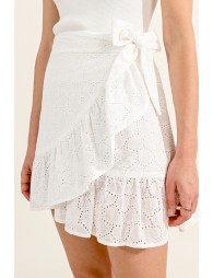 Asymmetrical English lace mini skirt