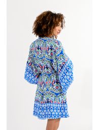 Kimono dress with indie pattern