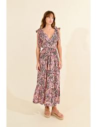 Long printed dress with knotted straps