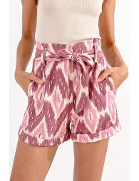 Flared shorts in batik pattern