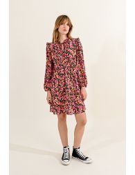Printed dress with puff sleeves