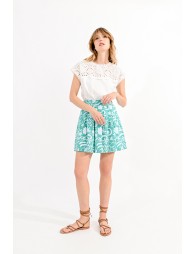 Short floral pleated skirt