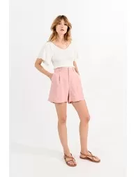 High waist linen shorts