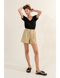 High-waisted lurex shorts
