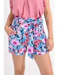 Pastel floral high-waisted shorts