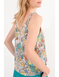 Floral print caraco with thin straps to tie