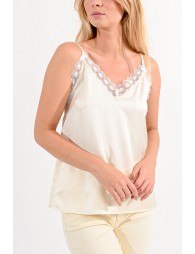 Satin camisole with lace trim