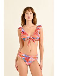 Tie front Bikini top, tropical print