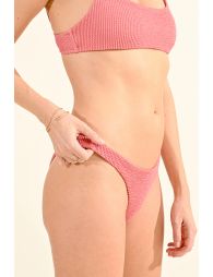 Tanga bikini bottom in three-dimensional-effect fabric