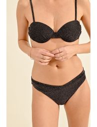 High-waisted lurex bikini bottomwith V-shaped cut at front