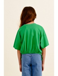 Camiseta de niña de manga corta, con lazadas en el bajo 