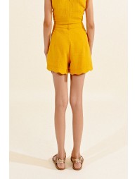 High waist shorts with scalloped bottom