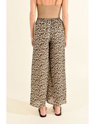 Wide leg leopard pants
