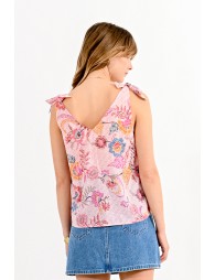 Floral top with shoulder bow