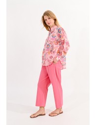 Loose-fitting floral cotton shirt