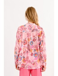 Loose-fitting floral cotton shirt