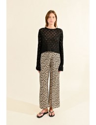 Top with long bell sleeves, pointelle knit