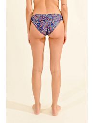 Lace-up paisley bikini bottom